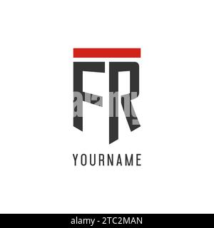 FR initial esport logo with simple shield design style vector graphic Stock Vector