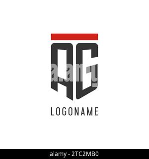 AG initial esport logo with simple shield design style vector graphic Stock Vector