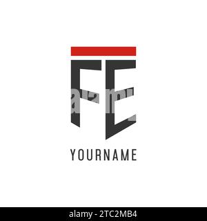 FE initial esport logo with simple shield design style vector graphic Stock Vector