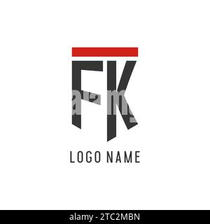 FK initial esport logo with simple shield design style vector graphic Stock Vector