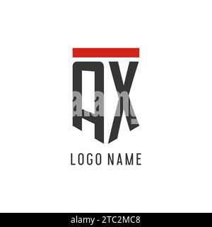 AX initial esport logo with simple shield design style vector graphic Stock Vector