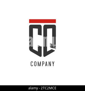 CQ initial esport logo with simple shield design style vector graphic Stock Vector