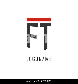 FT initial esport logo with simple shield design style vector graphic Stock Vector