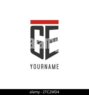 GE initial esport logo with simple shield design style vector graphic Stock Vector