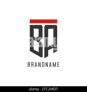 BA initial esport logo with simple shield design style vector graphic Stock Vector
