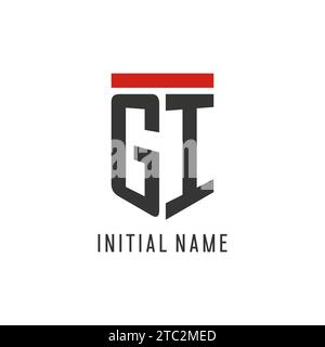 GI initial esport logo with simple shield design style vector graphic Stock Vector