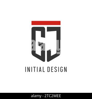 GJ initial esport logo with simple shield design style vector graphic Stock Vector