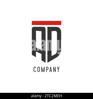 AD initial esport logo with simple shield design style vector graphic Stock Vector