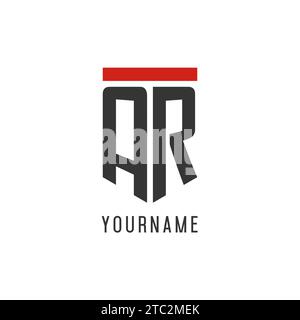 AR initial esport logo with simple shield design style vector graphic Stock Vector