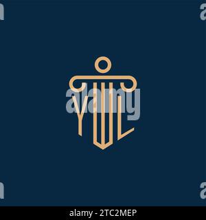 YL initial for law firm logo, lawyer logo with pillar icon Stock Vector