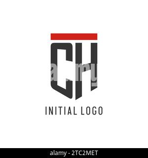 CH initial esport logo with simple shield design style vector graphic Stock Vector