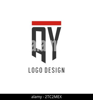 AY initial esport logo with simple shield design style vector graphic Stock Vector