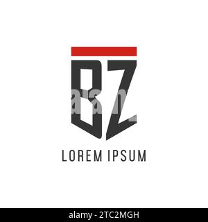 BZ initial esport logo with simple shield design style vector graphic Stock Vector