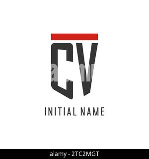 CV initial esport logo with simple shield design style vector graphic Stock Vector