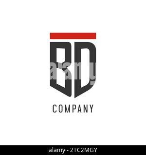 BD initial esport logo with simple shield design style vector graphic Stock Vector