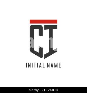 CI initial esport logo with simple shield design style vector graphic Stock Vector
