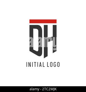 DH initial esport logo with simple shield design style vector graphic Stock Vector