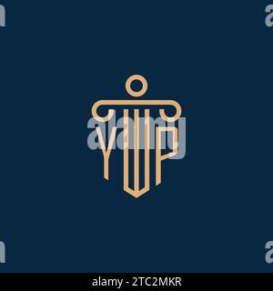 YP initial for law firm logo, lawyer logo with pillar icon Stock Vector