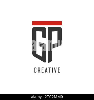 GP initial esport logo with simple shield design style vector graphic Stock Vector