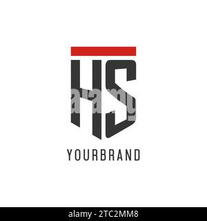 HS initial esport logo with simple shield design style vector graphic Stock Vector