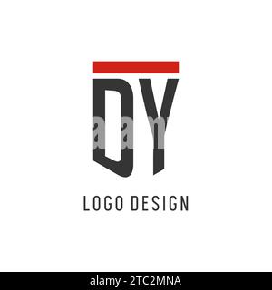 DY initial esport logo with simple shield design style vector graphic Stock Vector