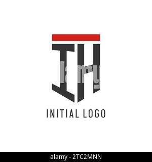 IH initial esport logo with simple shield design style vector graphic Stock Vector