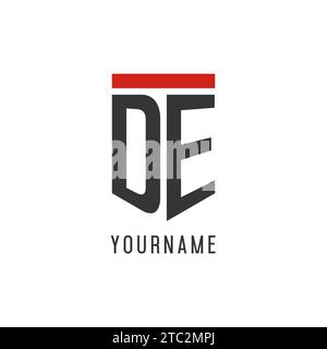 DE initial esport logo with simple shield design style vector graphic Stock Vector