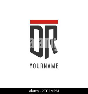 DR initial esport logo with simple shield design style vector graphic Stock Vector