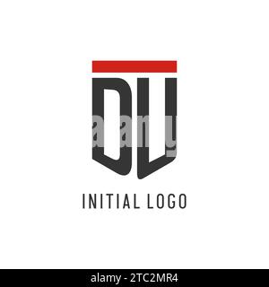 DU initial esport logo with simple shield design style vector graphic Stock Vector