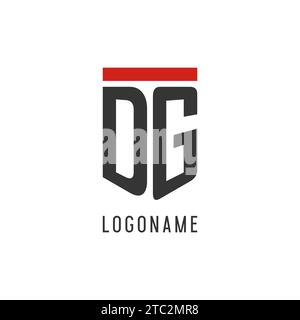 DG initial esport logo with simple shield design style vector graphic Stock Vector