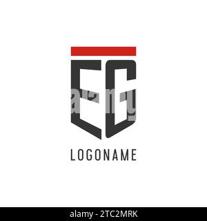 EG initial esport logo with simple shield design style vector graphic Stock Vector