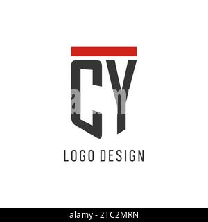 CY initial esport logo with simple shield design style vector graphic Stock Vector