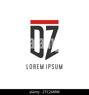 DZ initial esport logo with simple shield design style vector graphic Stock Vector