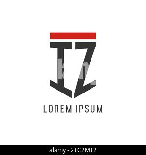 IZ initial esport logo with simple shield design style vector graphic Stock Vector