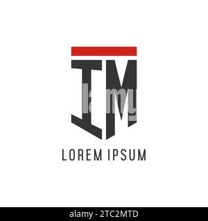 IM initial esport logo with simple shield design style vector graphic Stock Vector