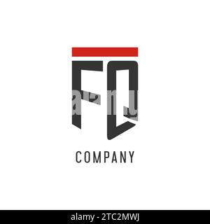 FQ initial esport logo with simple shield design style vector graphic Stock Vector