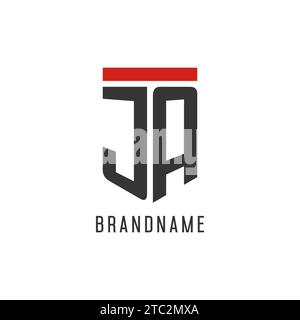 JA initial esport logo with simple shield design style vector graphic Stock Vector