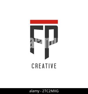 FP initial esport logo with simple shield design style vector graphic Stock Vector