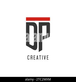 DP initial esport logo with simple shield design style vector graphic Stock Vector