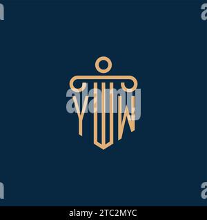 YW initial for law firm logo, lawyer logo with pillar icon Stock Vector