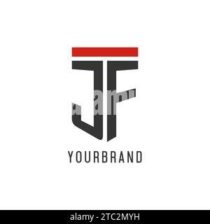 JF initial esport logo with simple shield design style vector graphic Stock Vector