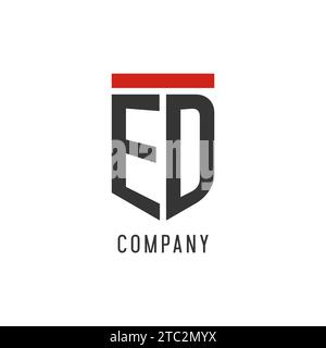ED initial esport logo with simple shield design style vector graphic Stock Vector