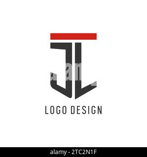 JL initial esport logo with simple shield design style vector graphic Stock Vector