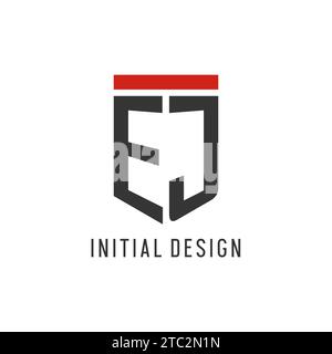 EJ initial esport logo with simple shield design style vector graphic Stock Vector
