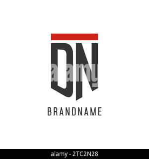 DN initial esport logo with simple shield design style vector graphic Stock Vector
