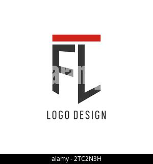 FL initial esport logo with simple shield design style vector graphic Stock Vector
