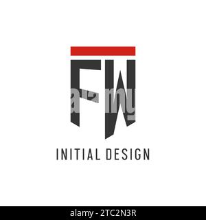 FW initial esport logo with simple shield design style vector graphic Stock Vector