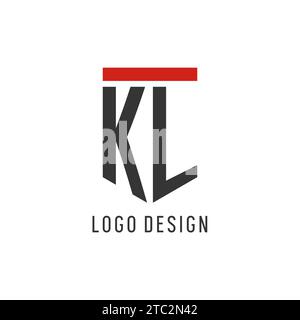 KL initial esport logo with simple shield design style vector graphic Stock Vector