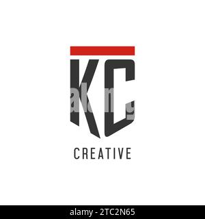 KC initial esport logo with simple shield design style vector graphic Stock Vector