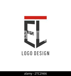 EL initial esport logo with simple shield design style vector graphic Stock Vector